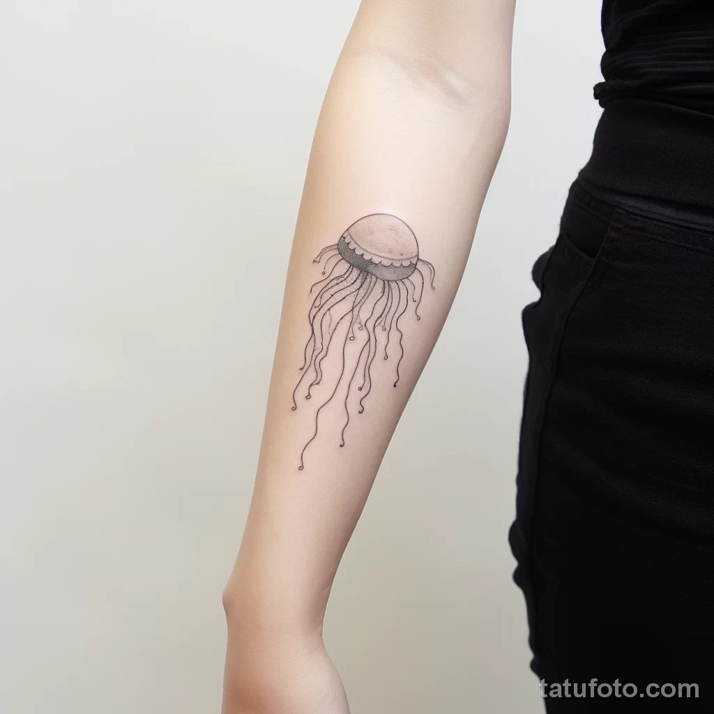 Design a modern tattoo of a minimalist jellyfish on ece db c e eb _1_2_3 221123 tatufoto.com