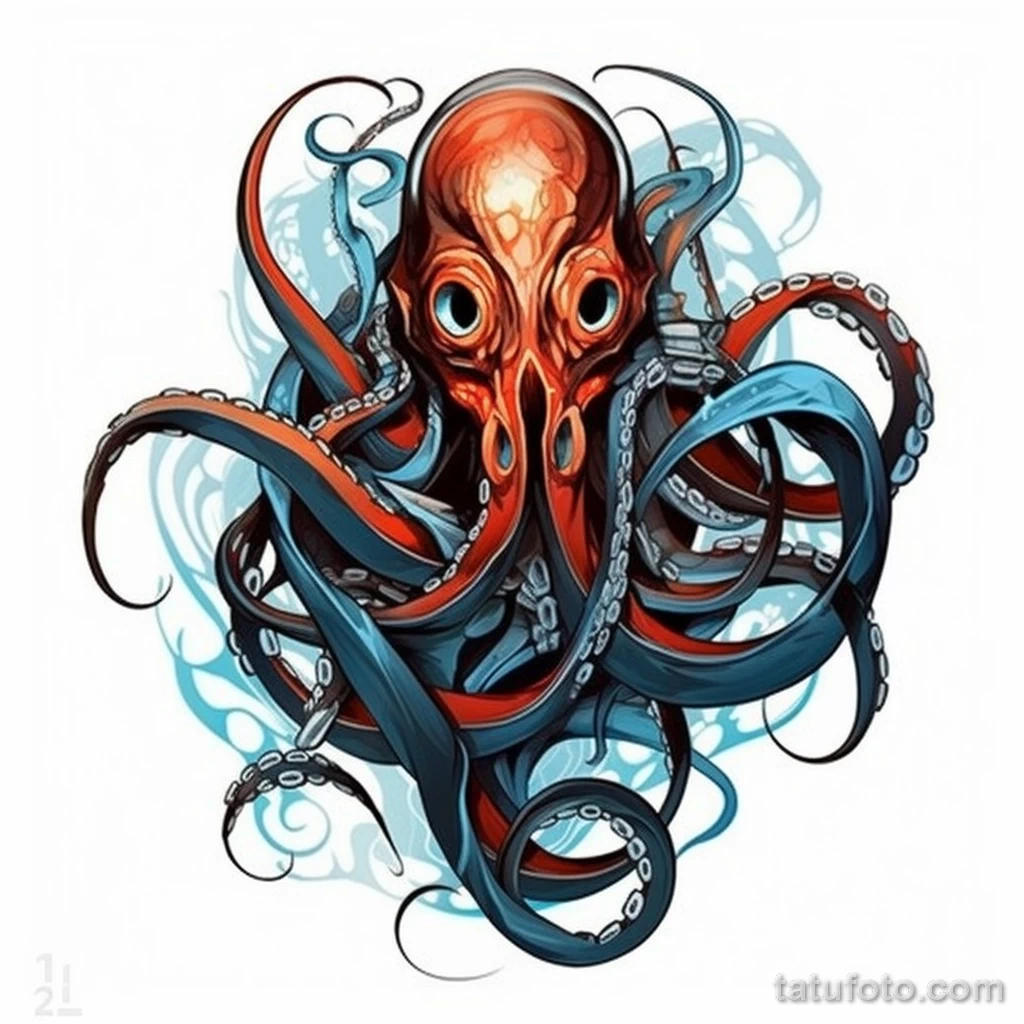 Design a modern tattoo of a sleek and abstract octop ebdc bef cfc a cfc _1_2_3 221123 tatufoto.com