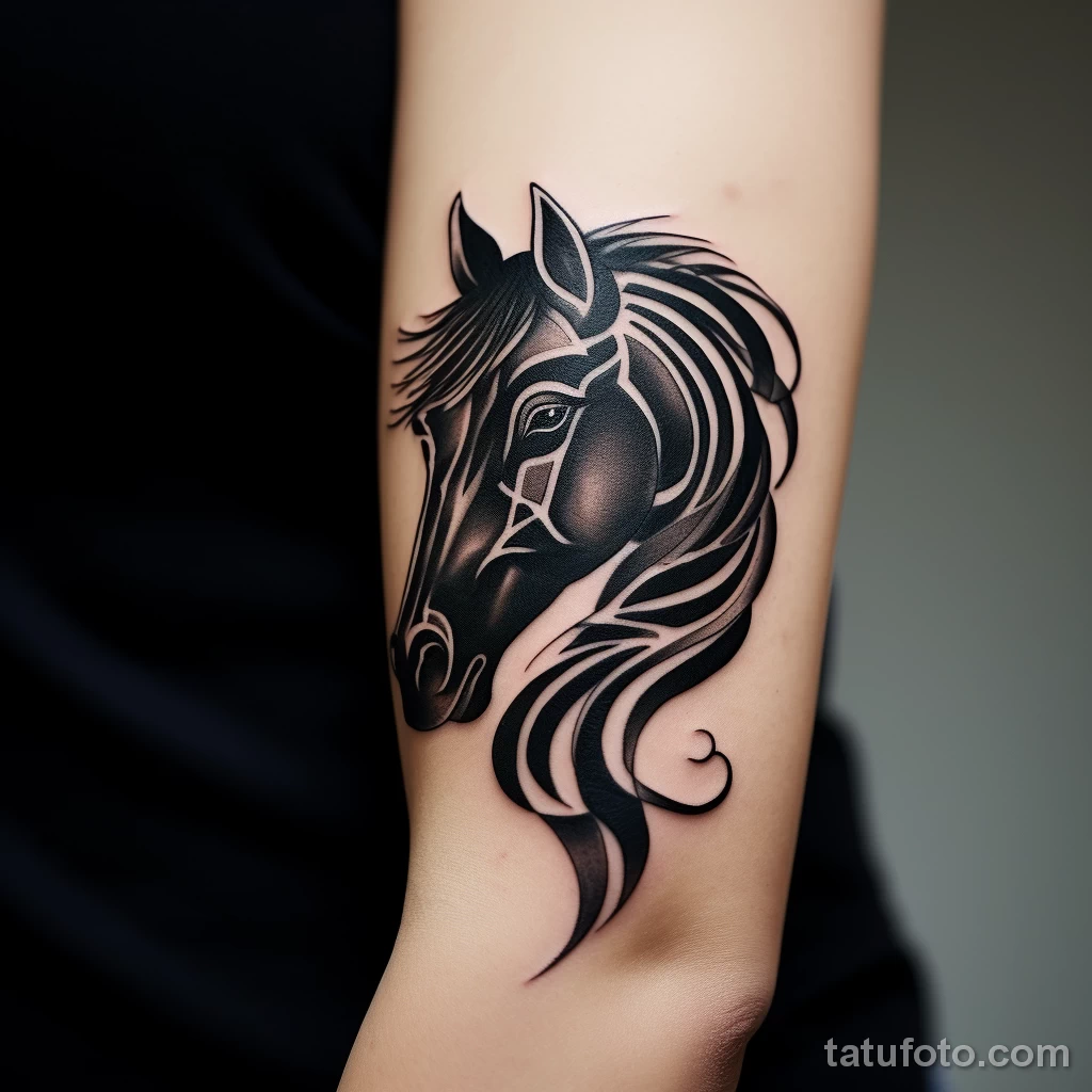 Design a modern tattoo of a tribal inspired horse on ea f a ed aaaf _1 221123 tatufoto.com