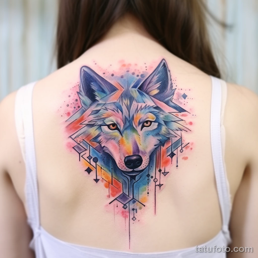 Design a modern tattoo of a watercolor style wolf on dd cbddf 221123 tatufoto.com