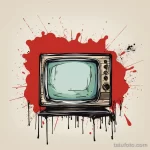 Detailed sketch of a TV showing a pop art screen on fcffc af cadfc 181123 tatufoto.com