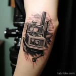 Detailed tattoo of a camera with a film strip from 'Cinema Paradiso' on a bicep 1_4 16.11.2023 tatufoto.com 25