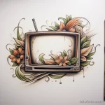 Drawing of a modern flat screen TV tattoo concept on aafd d ad a dccda 181123 tatufoto.com