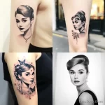 Elegant tattoo of Audrey Hepburn in 'Breakfast at Tiffany's' on an ankle 1 16.11.2023 tatufoto.com 31