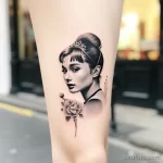 Elegant tattoo of Audrey Hepburn in 'Breakfast at Tiffany's' on an ankle 1_2 16.11.2023 tatufoto.com 33