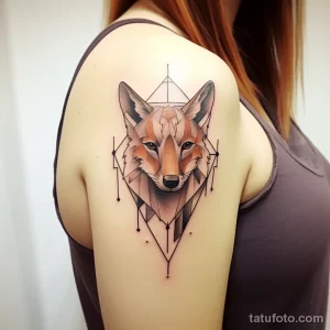 Geometric fox design on the shoulder. v 16.11.2023 tatufoto.com 068