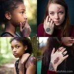 Girl showing the site of a removed tattoo with a keloid scar, demonstrating the risks of complications 1 09112023 tatufoto.com 088