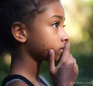 Girl showing the site of a removed tattoo with a keloid scar, demonstrating the risks of complications 3 09112023 tatufoto.com 090