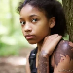 Girl showing the site of a removed tattoo with a keloid scar, demonstrating the risks of complications 4 09112023 tatufoto.com 091