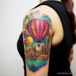 Hot air balloon tattoo over famous landmarks on the bfaab e beff _1_2_3 271123 tatufoto.com