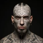 Image of a man with geometric face tattoos represent eac e a cbecbf 251123 tatufoto.com