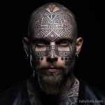 Image of a man with geometric face tattoos represent eac e a cbecbf _1 251123 tatufoto.com