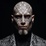 Image of a man with geometric face tattoos represent eac e a cbecbf _1_2_3 251123 tatufoto.com