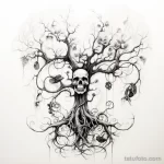 Life tree black and white drawing tattoos on the hum ddef f ba babeb _1_2_3 231123 tatufoto.com
