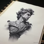 Photo realistic tattoo sketch of a Roman statue 16.11.2023 tatufoto.com 173