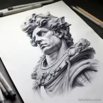 Photo realistic tattoo sketch of a Roman statue 16.11.2023 tatufoto.com 174