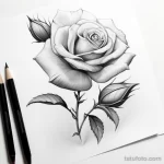 Photo realistic tattoo sketch of a blooming rose 16.11.2023 tatufoto.com 073