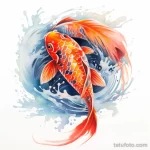 Photo realistic tattoo sketch of a colorful koi fish fe e c b cd _1 16.11.2023 tatufoto.com 086