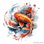 Photo realistic tattoo sketch of a colorful koi fish fe e c b cd _1_2 16.11.2023 tatufoto.com 087