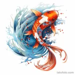 Photo realistic tattoo sketch of a colorful koi fish fe e c b cd _1_2_3 16.11.2023 tatufoto.com 088