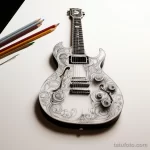 Photo realistic tattoo sketch of a detailed guitar 16.11.2023 tatufoto.com 096