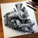 Photo realistic tattoo sketch of a detailed train en d bdeb ca bc aec _1_2 16.11.2023 tatufoto.com 110