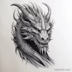 Photo realistic tattoo sketch of a fierce dragon 16.11.2023 tatufoto.com 116