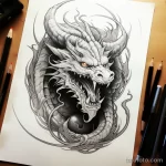 Photo realistic tattoo sketch of a fierce dragon 16.11.2023 tatufoto.com 118