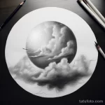 Photo realistic tattoo sketch of a full moon and clo c ed ed bac addffdee 16.11.2023 tatufoto.com 119