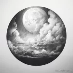 Photo realistic tattoo sketch of a full moon and clo c ed ed bac addffdee _1 16.11.2023 tatufoto.com 120
