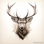 Photo realistic tattoo sketch of a majestic deer hea c d b fbcaff 16.11.2023 tatufoto.com 127