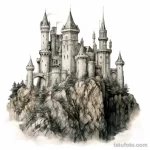 Photo realistic tattoo sketch of a medieval castle 16.11.2023 tatufoto.com 135