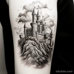 Photo realistic tattoo sketch of a medieval castle 16.11.2023 tatufoto.com 137