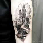 Photo realistic tattoo sketch of a medieval castle 16.11.2023 tatufoto.com 138