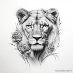 Photo realistic tattoo sketch of a regal lioness 16.11.2023 tatufoto.com 168