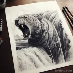 Photo realistic tattoo sketch of a roaring waterfall cdc de e bf accbdaf 16.11.2023 tatufoto.com 169