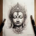 Photo realistic tattoo sketch of a serene Buddha fac edea d ab acc edd _1_2 16.11.2023 tatufoto.com 182