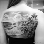 Photo realistic tattoo sketch of a serene beach scen f e df bdb abaab _1 16.11.2023 tatufoto.com 177