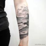 Photo realistic tattoo sketch of a serene beach scen f e df bdb abaab _1_2 16.11.2023 tatufoto.com 178