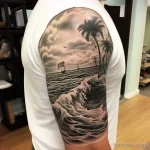 Photo realistic tattoo sketch of a serene beach scen f e df bdb abaab _1_2_3 16.11.2023 tatufoto.com 179