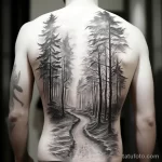 Photo realistic tattoo sketch of a serene forest pat eabc e ae b fcab 16.11.2023 tatufoto.com 184