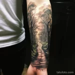 Photo realistic tattoo sketch of a serene forest pat eabc e ae b fcab _1 16.11.2023 tatufoto.com 185