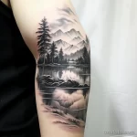 Photo realistic tattoo sketch of a serene lake lands bffe bce a fccdd 16.11.2023 tatufoto.com 188