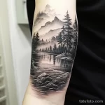 Photo realistic tattoo sketch of a serene lake lands bffe bce a fccdd _1_2 16.11.2023 tatufoto.com 190