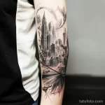Photo realistic tattoo sketch of a vibrant cityscape fd d d bf feabda _1 16.11.2023 tatufoto.com 193