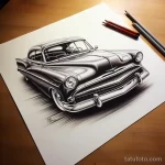 Photo realistic tattoo sketch of a vintage car 16.11.2023 tatufoto.com 205