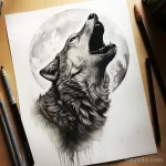 Photo realistic tattoo sketch of a wolf howling at t ebfe ce f a eeb _1_2 16.11.2023 tatufoto.com 217