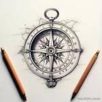 Photo realistic tattoo sketch of an antique compass 16.11.2023 tatufoto.com 225