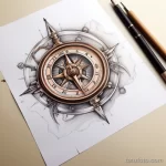 Photo realistic tattoo sketch of an antique compass 16.11.2023 tatufoto.com 226