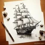 Photo realistic tattoo sketch of an old sailing ship c ebe aa bca _1_2 16.11.2023 tatufoto.com 245